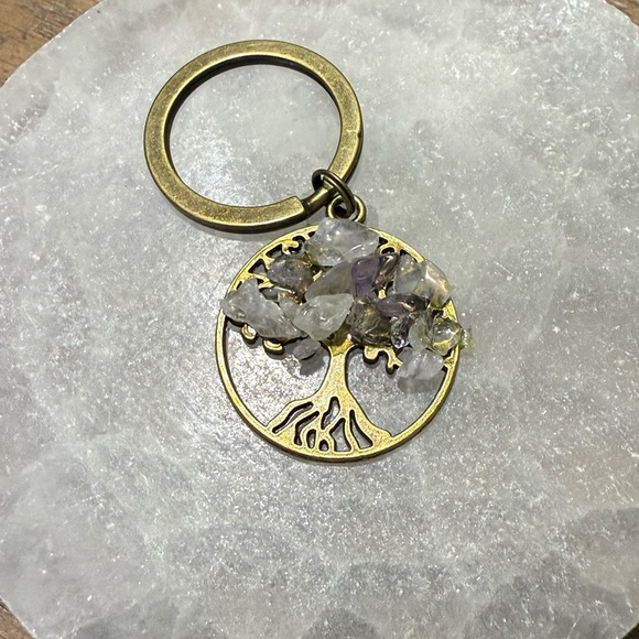 Tree of Life Accessories - Amethyst Bronze Gold Tree of Life Handmade Keychain/Bag Tag